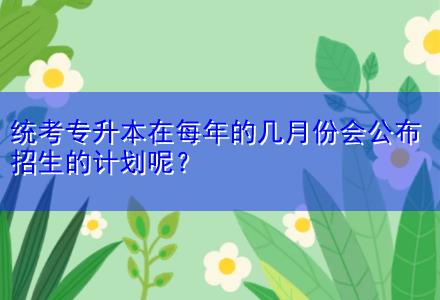 統(tǒng)考專升本在每年的幾月份會公布招生的計劃呢？