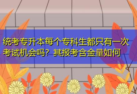 統(tǒng)考專升本每個?？粕贾挥幸淮慰荚嚈C會嗎？其報考含金量如何