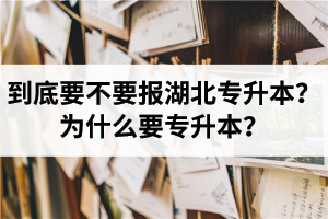 到底要不要報(bào)湖北專升本？為什么要專升本？