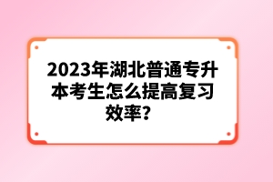 2023年湖北普通專升本考生怎么提高復(fù)習(xí)效率？