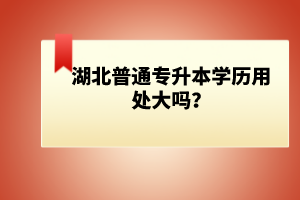 湖北普通專升本學歷用處大嗎？