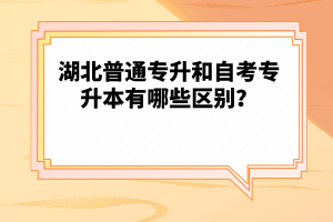 湖北普通專升和自考專升本有哪些區(qū)別？