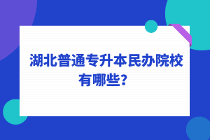 2022年湖北普通專升本民辦院校有哪些？