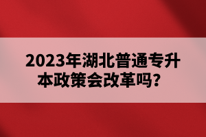 2023年湖北普通專升本政策會改革嗎？