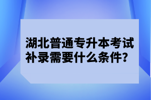 湖北普通專升本考試補錄需要什么條件？