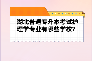 湖北普通專升本考試護理學專業(yè)有哪些學校？