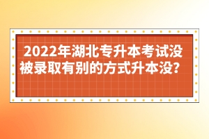 2022年湖北專升本考試沒被錄取有別的方式升本沒？