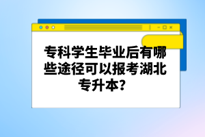 ?？茖W(xué)生畢業(yè)后有哪些途徑可以報考湖北專升本？