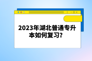 2023年湖北普通專升本如何復習？