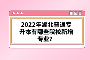 2022年湖北普通專升本有哪些院校新增專業(yè)？