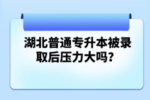 湖北普通專升本被錄取后壓力大嗎？