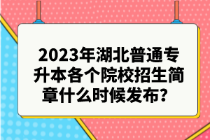 2023年湖北普通專升本各個(gè)院校招生簡(jiǎn)章什么時(shí)候發(fā)布？