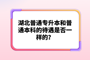 湖北普通專升本和普通本科的待遇是否一樣的？