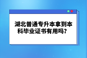 湖北普通專升本拿到本科畢業(yè)證書有用嗎？