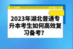 2023年湖北普通專升本考生如何高效復(fù)習(xí)備考？