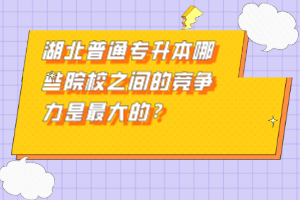 湖北普通專升本哪些院校之間的競爭力是最大的？