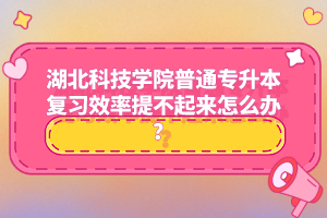 湖北科技學(xué)院普通專升本復(fù)習(xí)效率提不起來怎么辦？